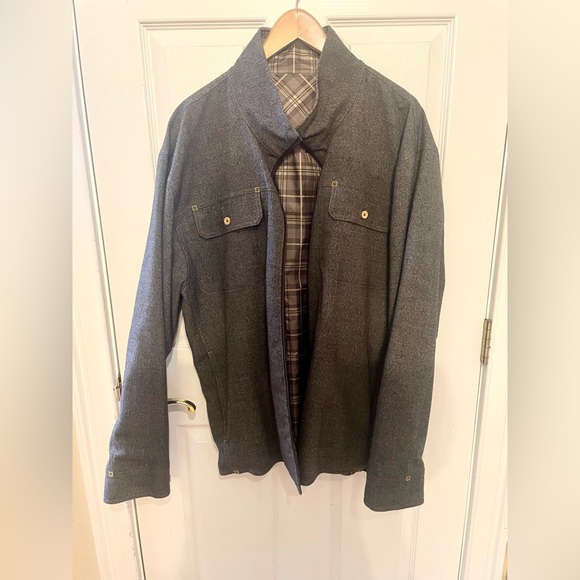 Jackets & Coats Full Zip Reversible Mens Lined Golf Jacket Xxl Grey